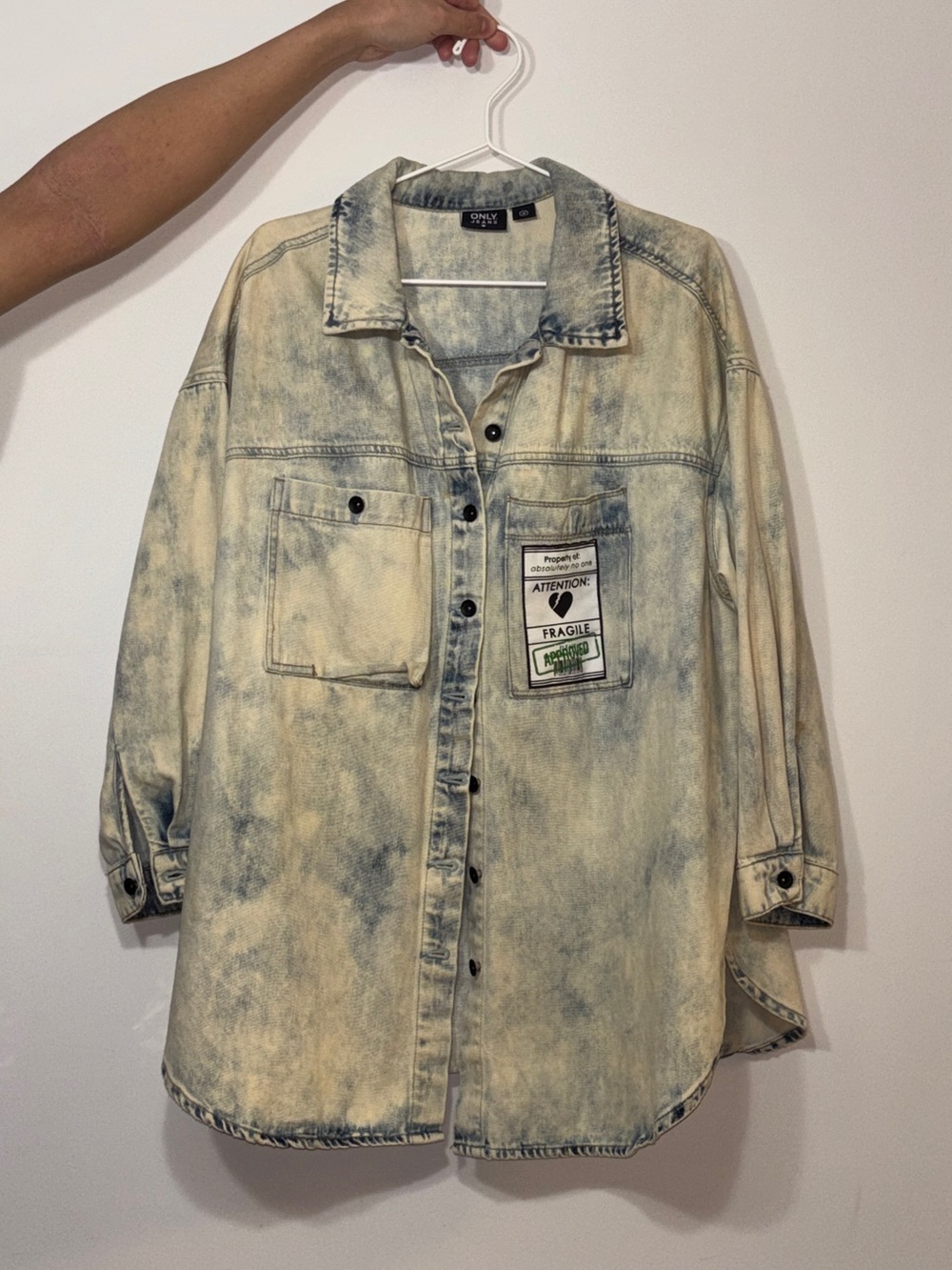 ONLY Light Blue Acid-Wash Denim Shacket